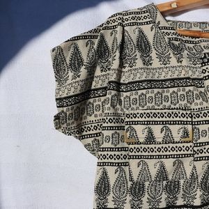 Vintage Elephant Print and Gold silk flowy top